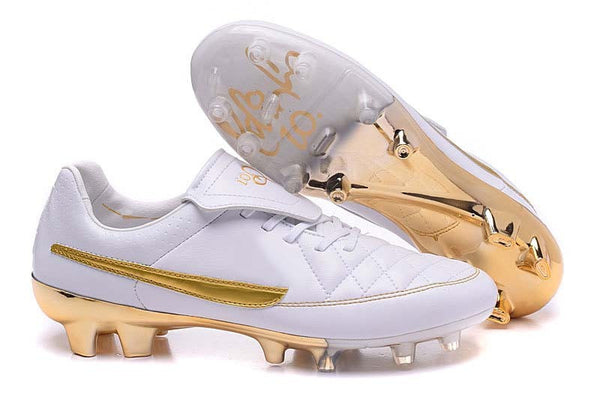 Limited Edition Gold Men's Firm-Ground Soccer Cleat Botas de Futbol  TIEMPO 10 GENIO LEATHER FG Football Boots