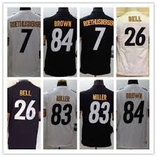 Men's Game Football Jerseys Size:S-XXXL 7 Ben Roethlisberger 26 Le'Veon Bell 83 Heath Miller 84 Antonio Brown